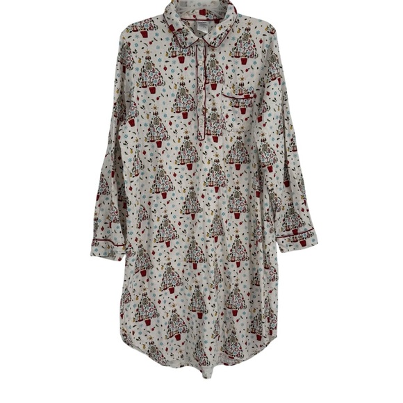 Lands’ End Womens Flannel Night Shirt Gown Size 18 Holiday Christmas Nautical - Picture 1 of 12